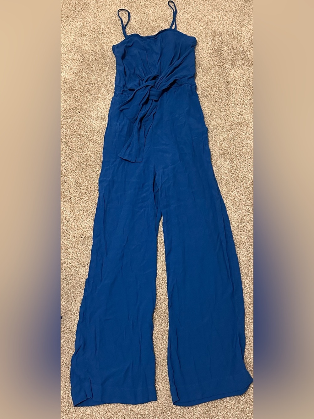 Abercrombie & Fitch Wide-Leg Tie-Waist Jumpsuit - Royal Blue